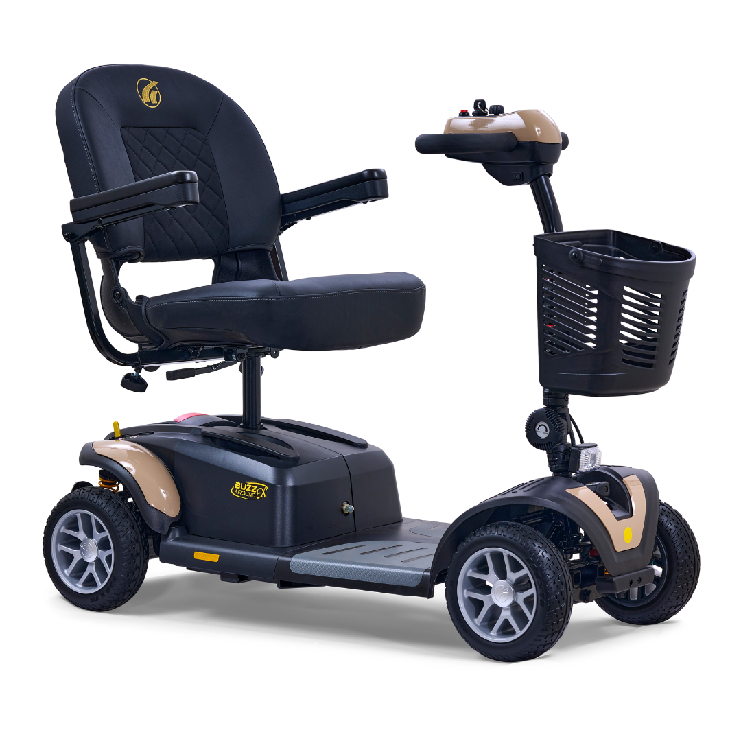 Golden GB148 BuzzAround EX 4-Wheel Long Range Travel Scooter - Desert Tan front right